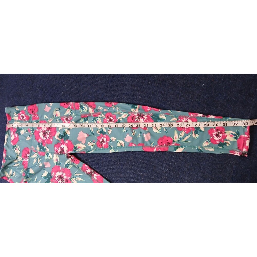 NicoleMiller Sport Blue Hawaiian Pattern Pink Tropical Legging Yoga Pants S NWOT - Picture 5 of 5